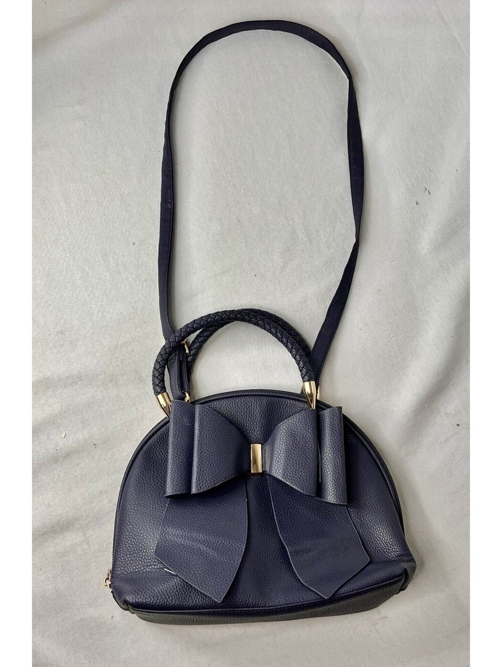 Crossi Blue Trendy Bow Bag Purse With Crossbody/Shoulder Strap EUC